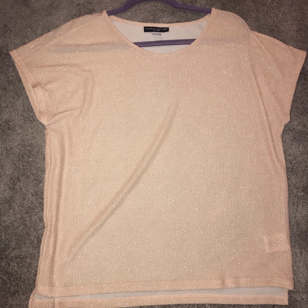Champagne colored Sparkly Short Sleeve